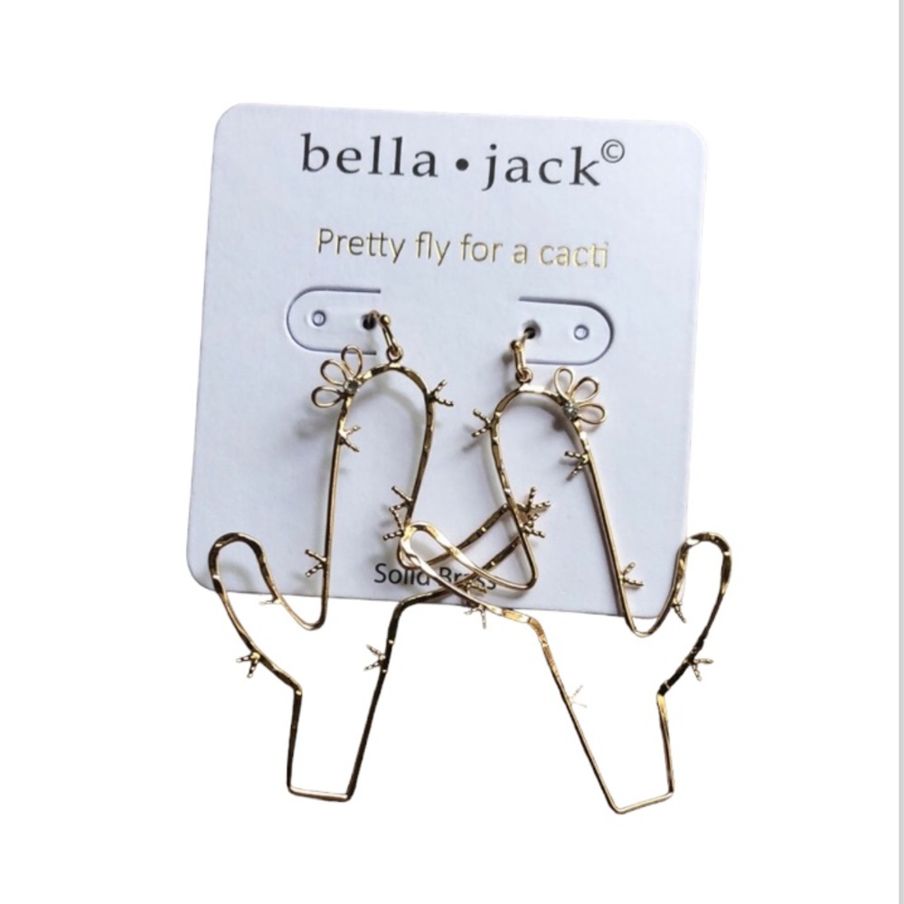 Bella Jack Western Goldtone Cactus Earrings